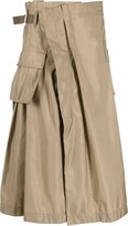Asymmetric Pleated Midi Skirt 