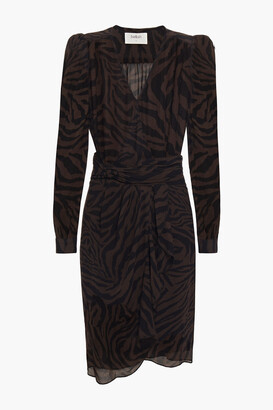 BA&SH Saphir Wrap-effect Tiger-print Georgette Dress