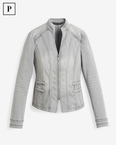 Thumbnail for your product : White House Black Market Petite Quilted-Shoulder Denim Jacket
