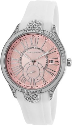Ted Lapidus Women's Crystal White Silicone Pink Dial