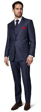Ermenegildo Zegna Cloth 31509 Mens Regular Fit Blue Birdseye 2 Piece Suit