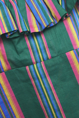 Zimmermann Ruffled Striped Cotton Halterneck Maxi Dress