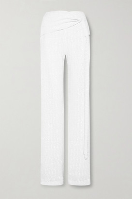 Roland Mouret Jervis Tie-detailed Sequined Crepe Wide-leg Pants - White