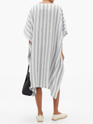 eskandar Striped Linen-blend Dress - Blue White