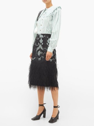 Ganni Striped Feather Pencil Skirt - Black