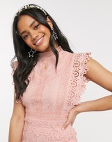 Thumbnail for your product : Paper Dolls lace fishtail midi dress in pink