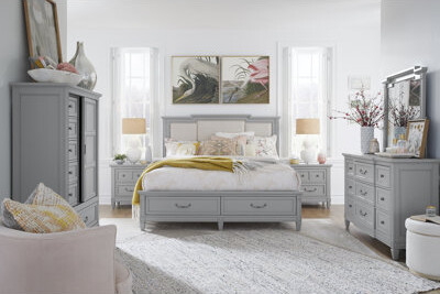 Latitude Run Upholstered Panel Storage Bed 2 Nightstands And Drawer Dresser With Landscape Mirror