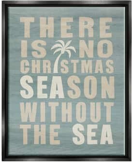 Stupell Industries No Christmas Season Without Sea Phrase Framed Floater Canvas Wall Art in Black