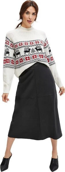 Ellos ellosFauxLeatherA-LineMidiSkirt-24,Black