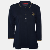 Navy Blue Logo Embroidered Cotton Pique Polo T-Shirt M