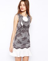 Thumbnail for your product : ASOS Peplum Hem Lace Print Dress