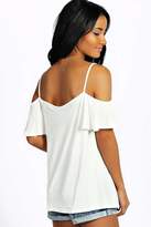 Thumbnail for your product : boohoo Frill Cold Shoulder Swing Top