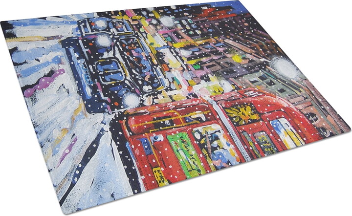 Carolines Treasures ARA0133LCB London Snow by Roy Avis Glass Cutting Board Large, 12H x 16W, multicolor
