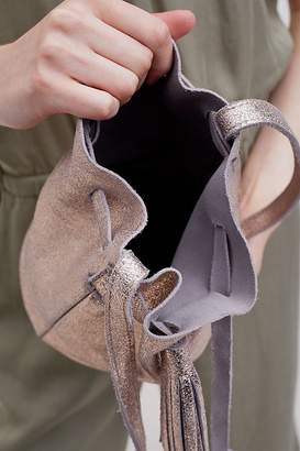 Tasselled Metallic-Leather Bucket Bag
