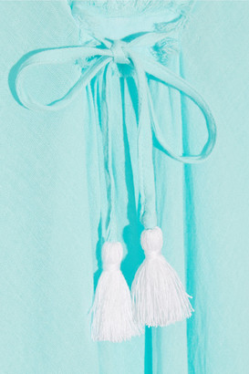 Heidi Klein Santa Barbara Tassel-trimmed Cotton-gauze Kaftan - Turquoise
