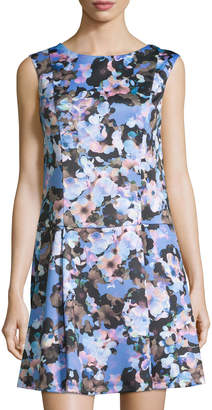 CeCe by Cynthia Steffe V-Back Floral-Print Dress, Rich Black