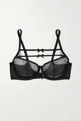 Agent Provocateur Ulrika Bow-embellished Tulle Underwired Bra - Black