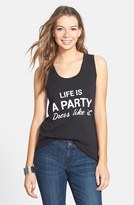 Thumbnail for your product : Ten Sixty Sherman 'Life Is a Party' High/Low Graphic Tank (Juniors)
