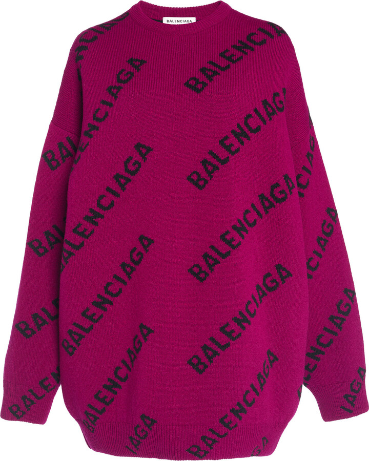 Balenciaga Oversized Logo-Knit Sweater - ShopStyle