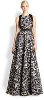 Thumbnail for your product : Carmen Marc Valvo Printed Silk Gazar Gown