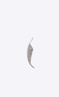 Saint Laurent Brooch Animalier Feather-shaped Brooch In Brass Oxidized Silver Onesize