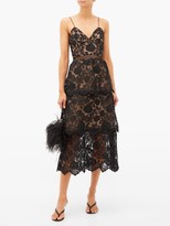 Thumbnail for your product : Self-Portrait Tiered Floral Guipure-lace Dress - Black