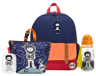 Babymel Zip & Zoe Junior Kids' Backpack with Lunch Bag and Water Bottle - Navy Color Block/Spaceman
