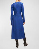 Thumbnail for your product : Equipment Vera Geometric-Print Cutout Midi Dress