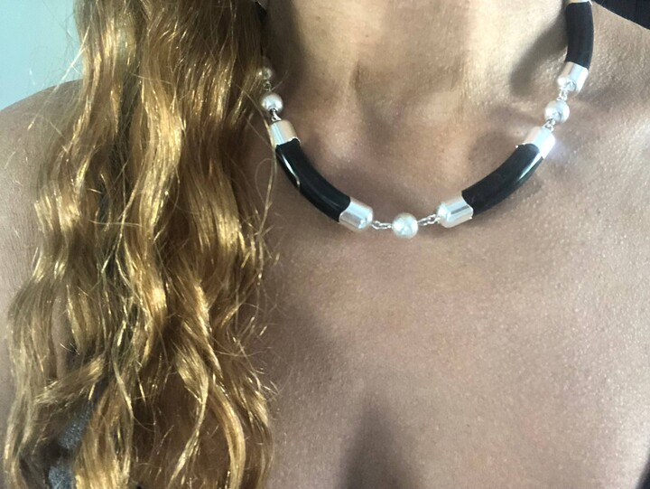 Etsy Exotic Natural Stone Necklace. Sterling Silver