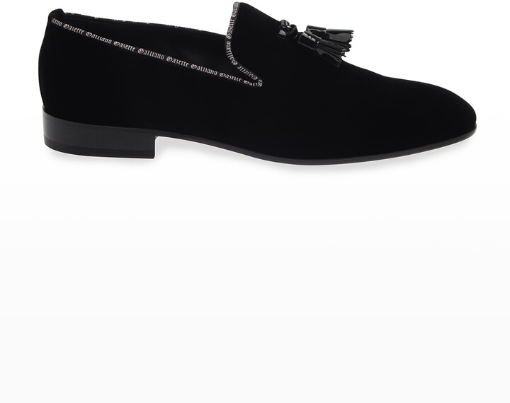 John Galliano Paris Men's Tassel Velvet Loafers - ShopStyle