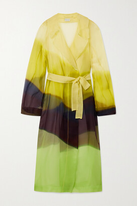 Dries Van Noten Rozan Belted Color-block Silk-organza Trench Coat