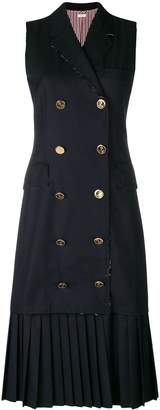 Thom Browne Pleated Wool Chesterfield Dress
