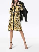 Thumbnail for your product : Versace button-down baroque print belted silk midi dress