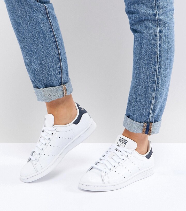 adidas Stan Smith sneakers in white and navy - ShopStyle