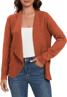 GRACE KARIN Womens Open Front Long Sleeve Knit Essentials Cardigan with  Pockets V Neck Knitted Knitwear 3XL Red - ShopStyle