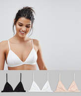 Thumbnail for your product : ASOS Design 3 Pack Microfibre Triangle Bra