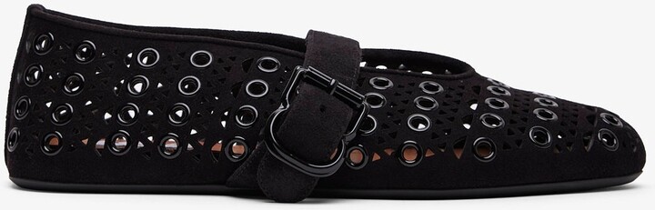 Vienne black suede ballet flats