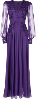 ZUHAIR MURAD bead-embellished V-neck evening gown
