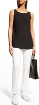Thumbnail for your product : Eileen Fisher Petite Bateau-Neck Silk Georgette Crepe Shell