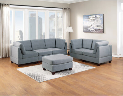 Latitude Run Modular Sofa Set 6Pc Set Living Room Furniture Sofa Loveseat Couch Linen Like Fabric 4X Corner Wedge 1X Armless Chair And 1X Ottoman