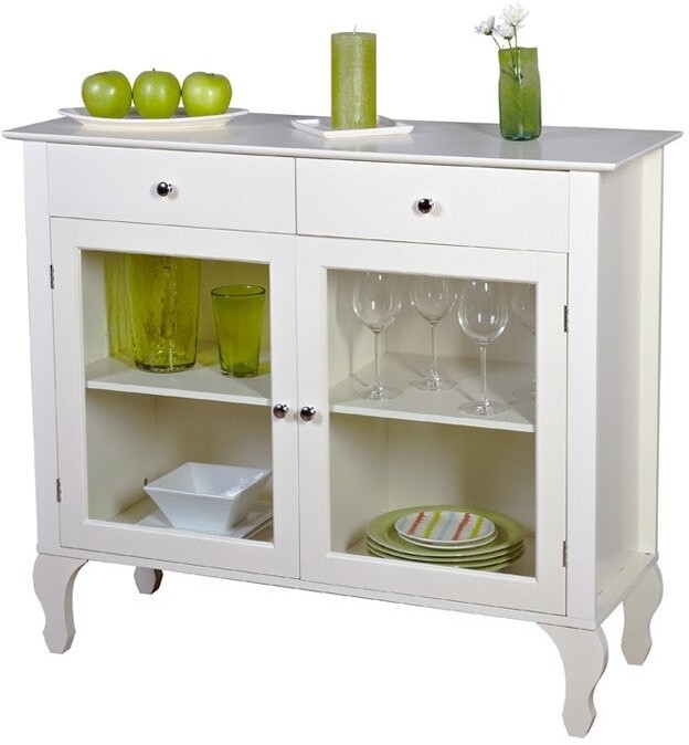 Antique White Sideboard Buffet Console Table with Glass Doors ShopStyle