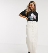 Thumbnail for your product : Reclaimed Vintage inspired denim midi mom skirt in ecru wash
