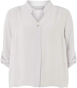 Dorothy Perkins Womens Petite Silver Roll Sleeve Shirt