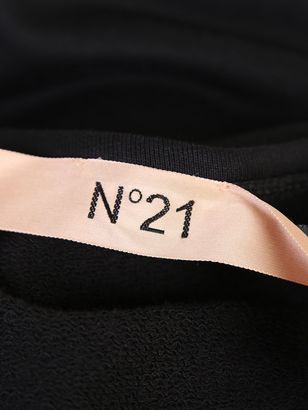 N°21 Black Cotton Sweater With Crystals Embellished Patches