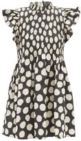 Thumbnail for your product : Sea Arline Smocked Polka-dot Cotton-poplin Mini Dress - Black Multi