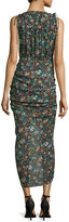 Thumbnail for your product : Veronica Beard Teagan Fall Garden Printed Silk Midi Dress, Black/Multicolor