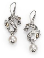 Thumbnail for your product : John Hardy Naga Freshwater White Pearl, 18K Yellow Gold & Sterling Silver Dragon Drop Earrings