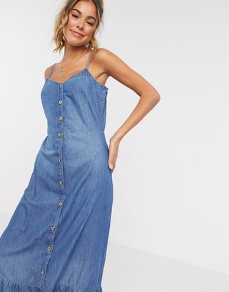 JDY denim maxi dress with cami straps in blue