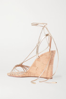Thumbnail for your product : Aquazzura Whisper 85 Metallic Leather Wedge Sandals - Gold