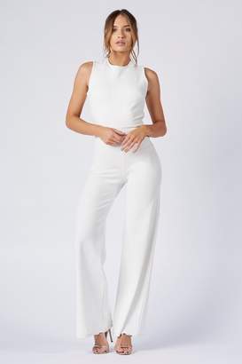 Club L Womens **Cross Back Crepe Detail Jumpsuit By White
